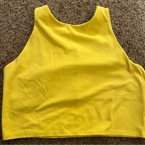Athleta Consious Yellow Crop Tank Sports Bra Longline Racerback Size large